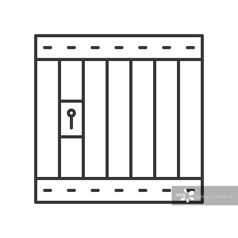监狱牢房图标（警察相关，可编辑描边）图片素材