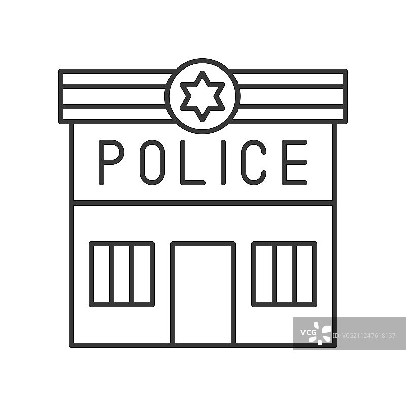 警察局相关图标（可编辑描边）图片素材