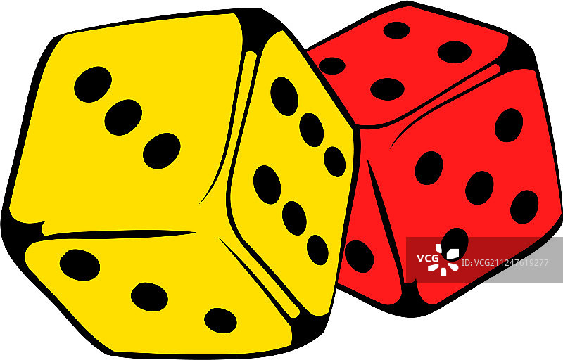 红黄色骰子卡通图标图片素材