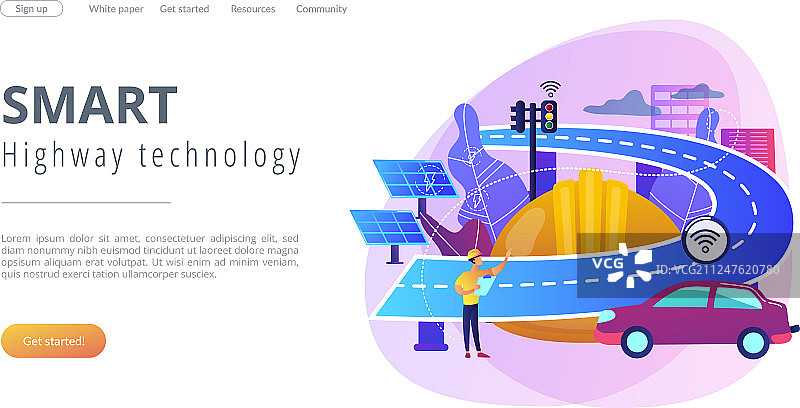 智能道路建设概念着陆页图片素材