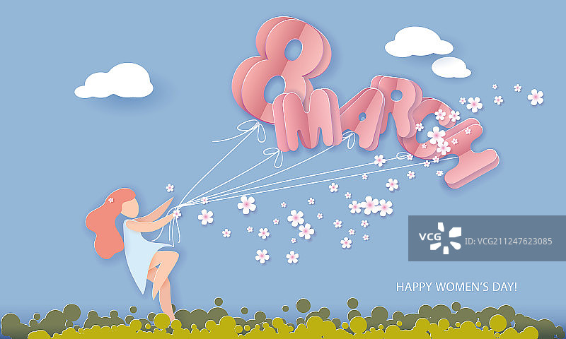3月8日妇女节剪纸贺卡图片素材