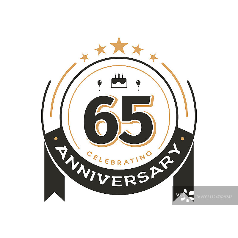 65周年复古生日标志模板图片素材