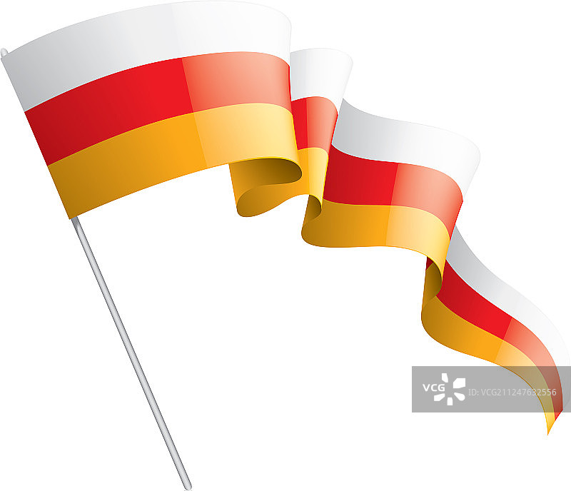 白色背景上的南奥塞梯国旗图片素材