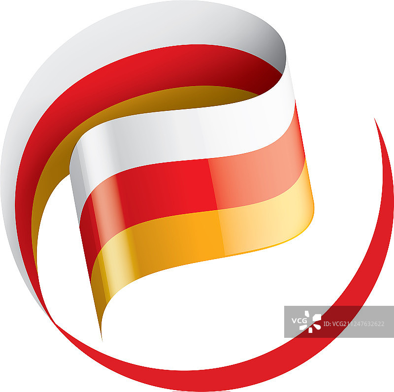 白色背景上的南奥塞梯国旗图片素材