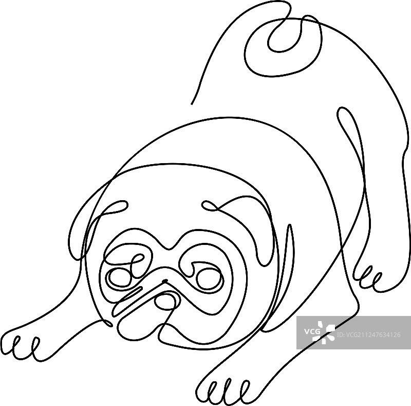 巴哥犬单线画图片素材