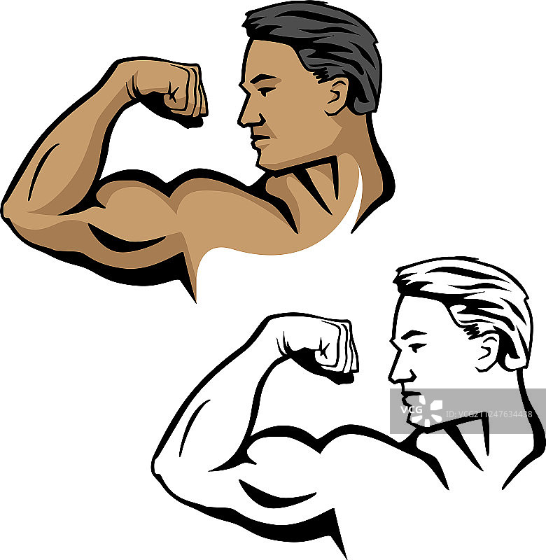 健壮的男人展示肱二头肌图片素材