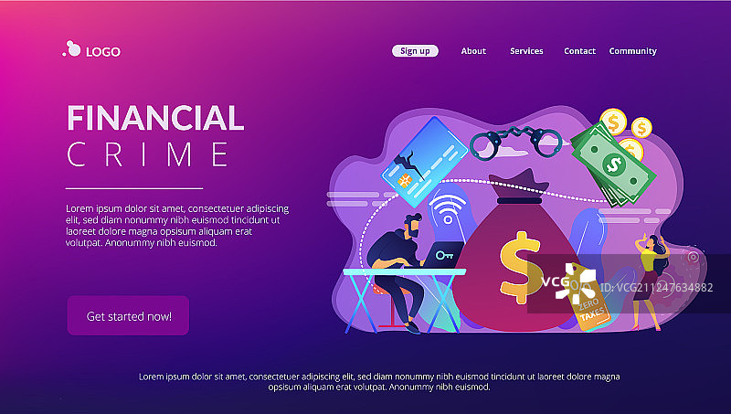金融犯罪概念着陆页图片素材