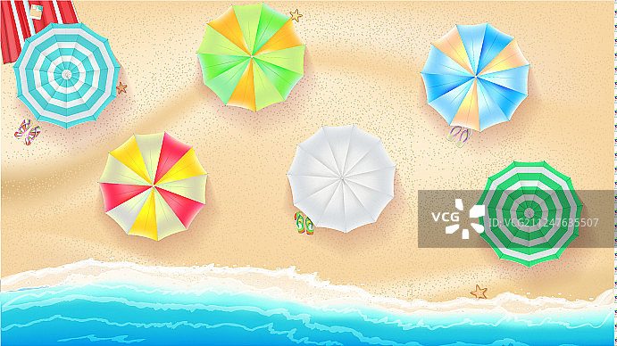 彩色沙滩伞背景图片素材