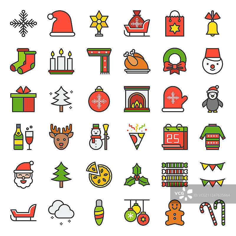 圣诞节主题套装：雪人与圣诞老人图片素材