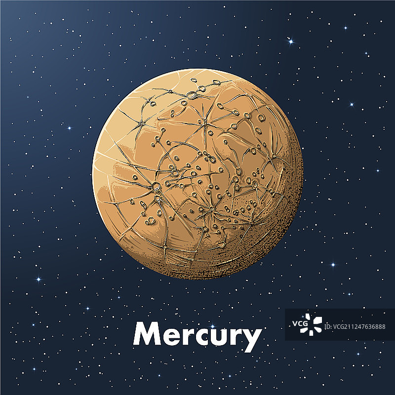 彩色手绘水星行星草图图片素材