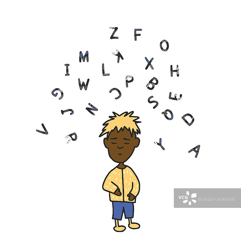 具有风格化字母的阅读障碍概念标志图片素材