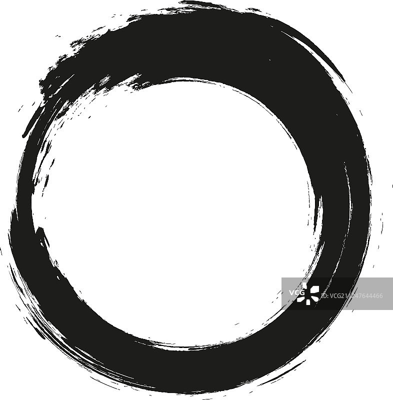 带笔刷笔触的做旧圆形图片素材