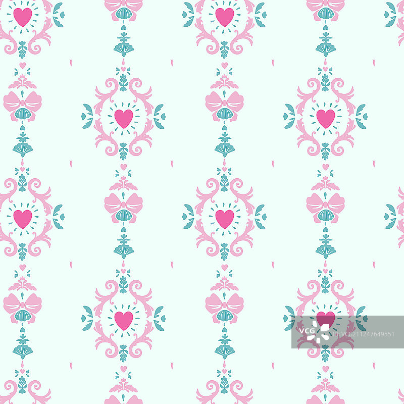 洛可可风格的少女无缝图案图片素材
