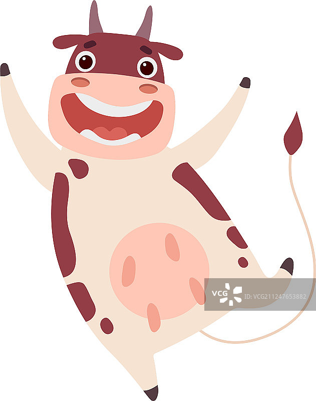 快乐跳跃的可爱奶牛，有趣的农场图片素材