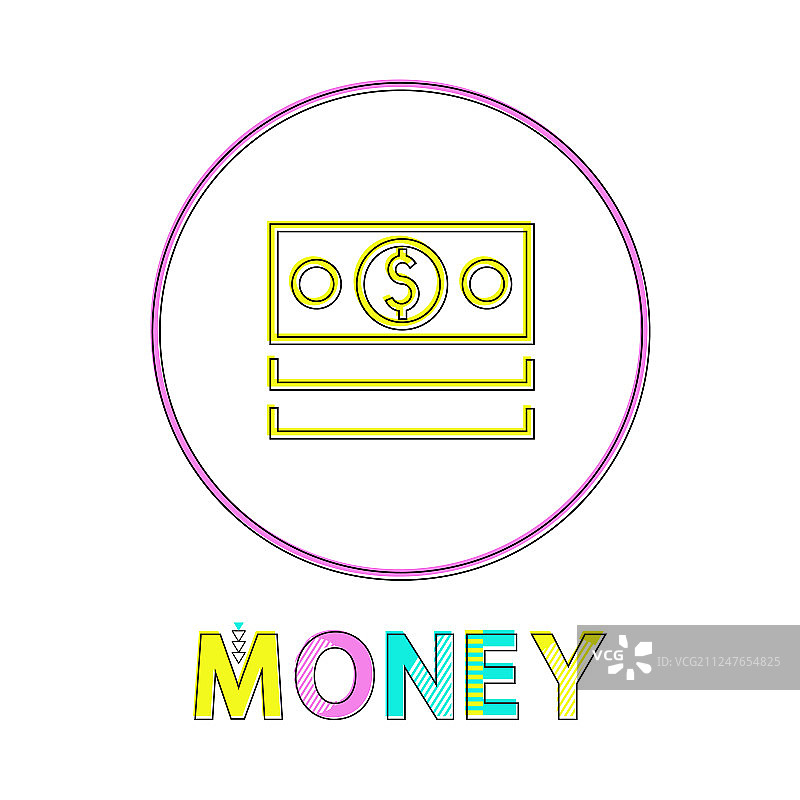 美元纸币简约线性图标图片素材