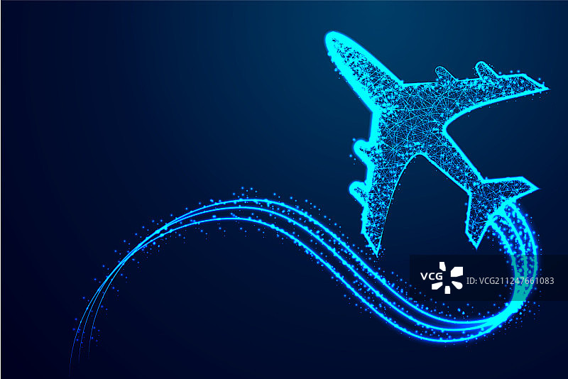 抽象3D多边形线框飞机图片素材