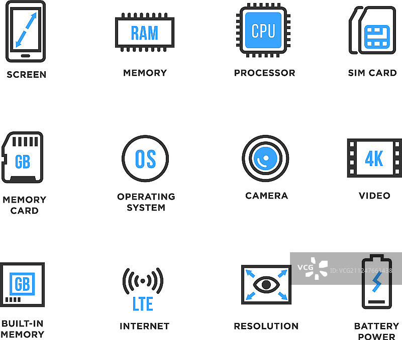移动设备组件图标集图片素材