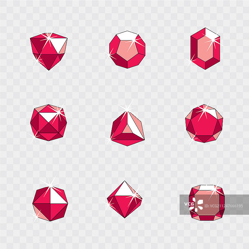 多面宝石的集合与闪光图片素材