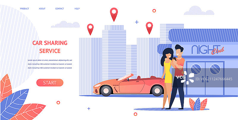 情侣租敞篷车banner图片素材