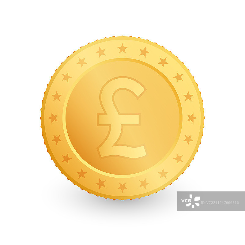 白色背景下的英镑金币图片素材