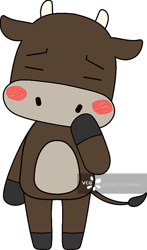 可爱黑色肉牛卡通形象全身图片素材