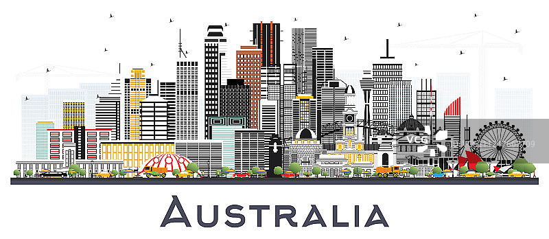 灰色建筑的澳大利亚城市天际线图片素材