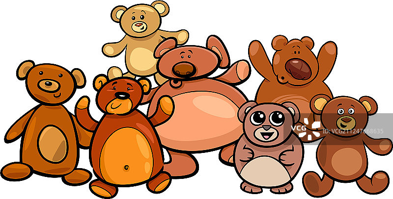 泰迪熊卡通群像图片素材