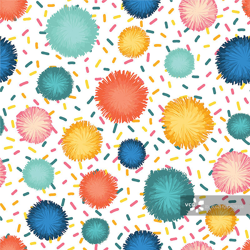 装饰绒球和糖屑无缝重复图案图片素材