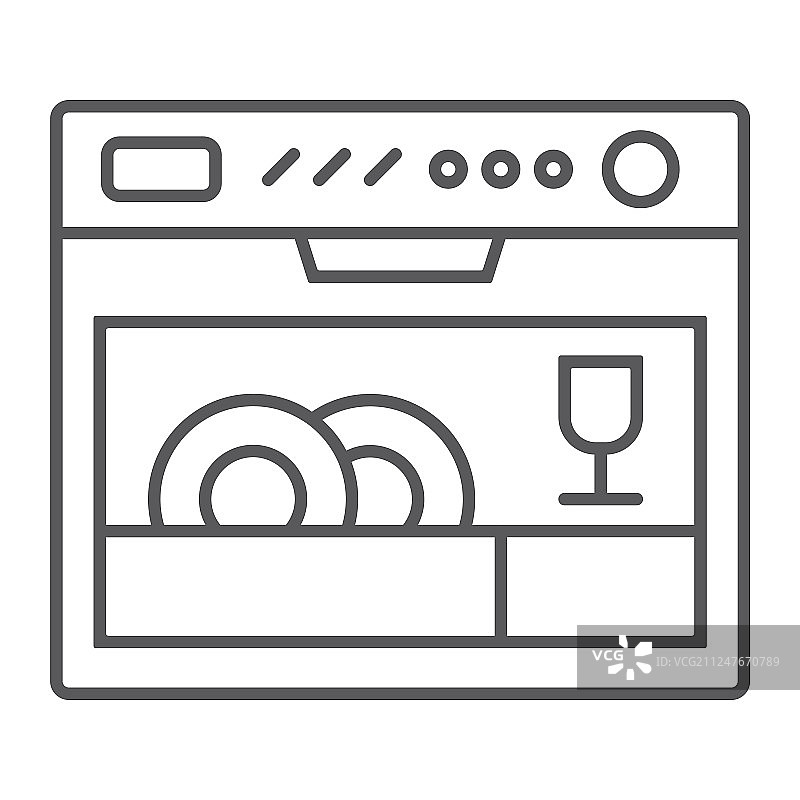 电器和厨房洗碗机细线图标图片素材