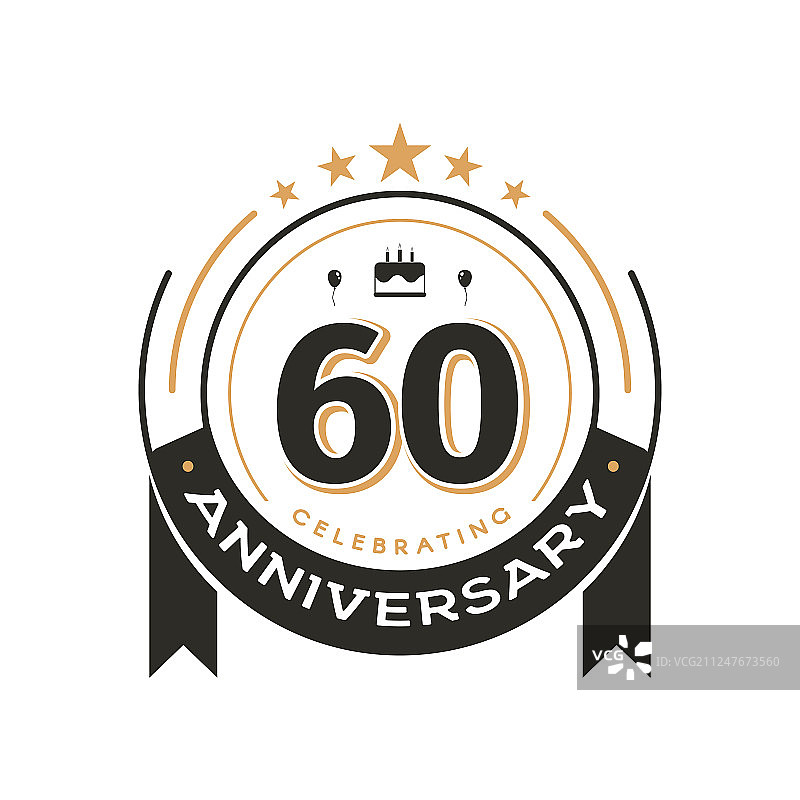 60周年诞辰复古标志模板图片素材
