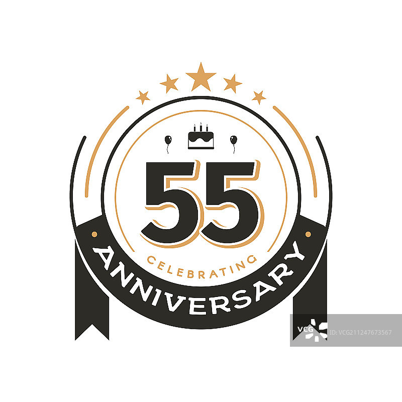 55周年复古生日标志模板图片素材