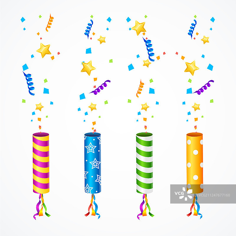 逼真的3D派对礼炮套装图片素材