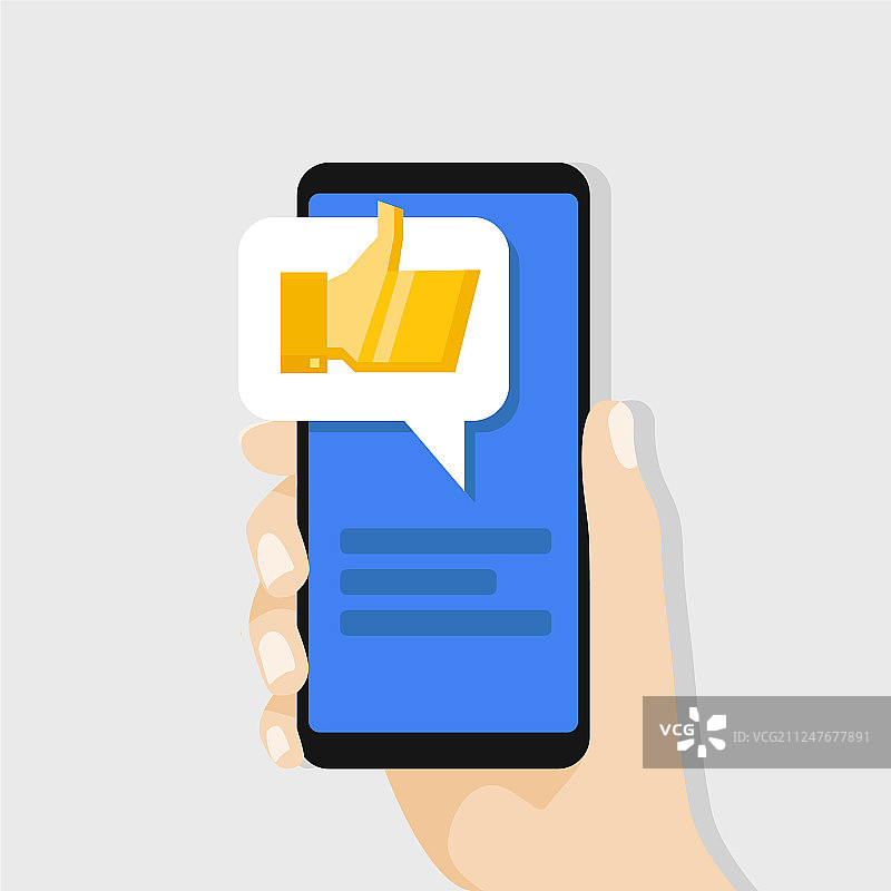 手持金色点赞智能手机图片素材
