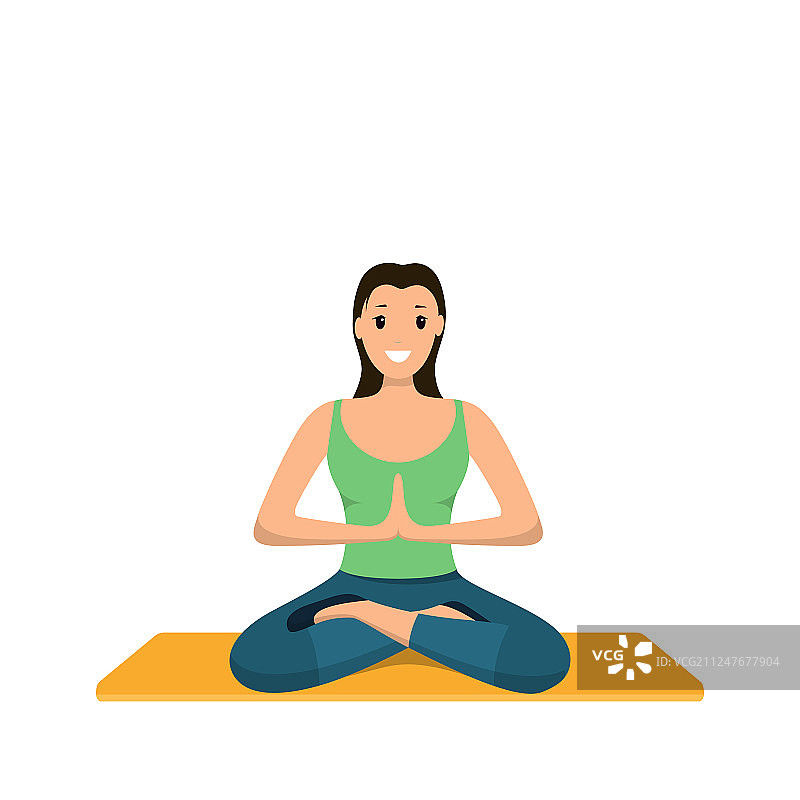 以莲花姿势坐着运动的微笑女人图片素材