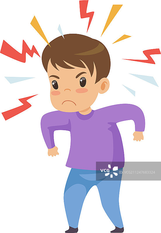 具有攻击性的淘气男孩不良行为图片素材