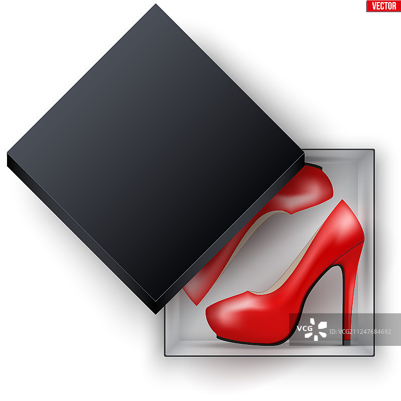 装有女士鞋子的空白黑色盒子图片素材