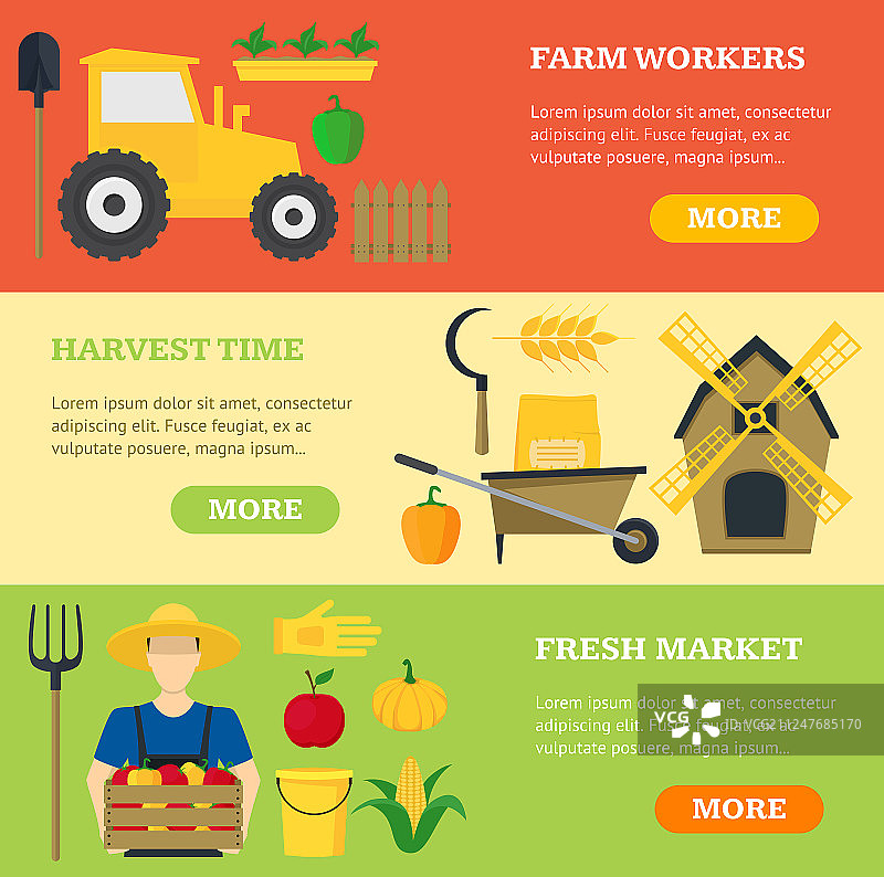 农业横幅卡片水平套装图片素材