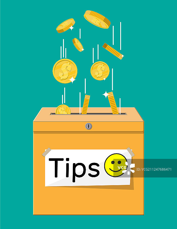 装满现金的蓝色小费箱图片素材