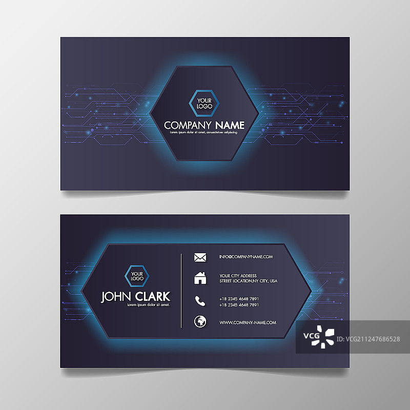现代科技网络浅蓝色名片图片素材