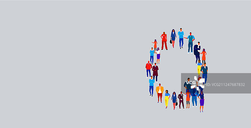商务人士聚集形成字母Q图片素材