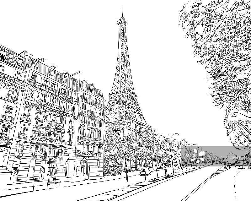 埃菲尔铁塔素描（巴黎，法国）图片素材