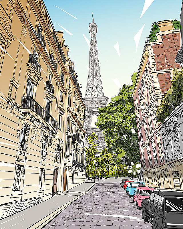 埃菲尔铁塔素描（巴黎，法国）图片素材