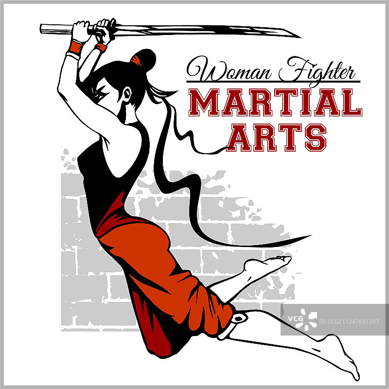 持武士刀的女子格斗家图片素材