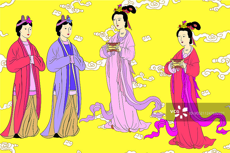 元朝或蒙古族中国女性套装图片素材