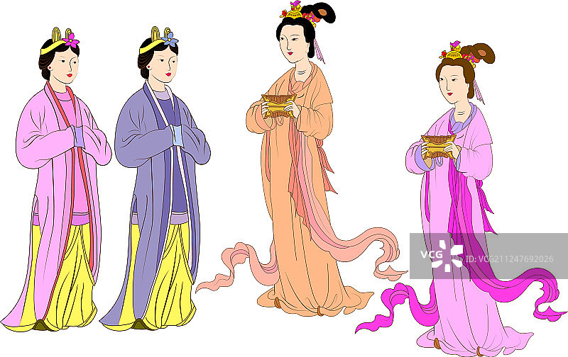 元朝或蒙古族中国女性套装图片素材