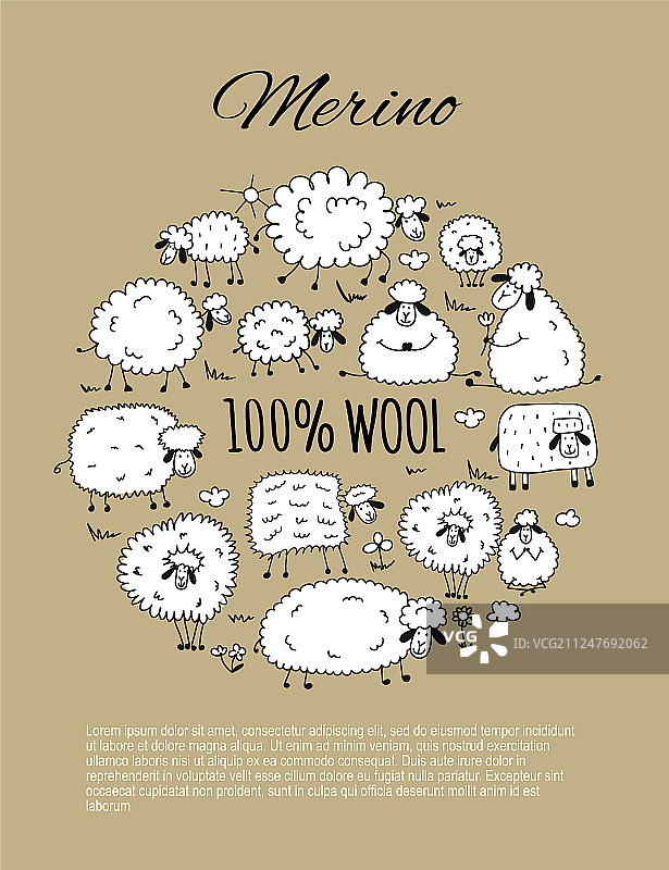 羊群素描设计素材图片素材