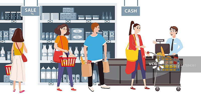 带有货架的超市或商店内部图片素材