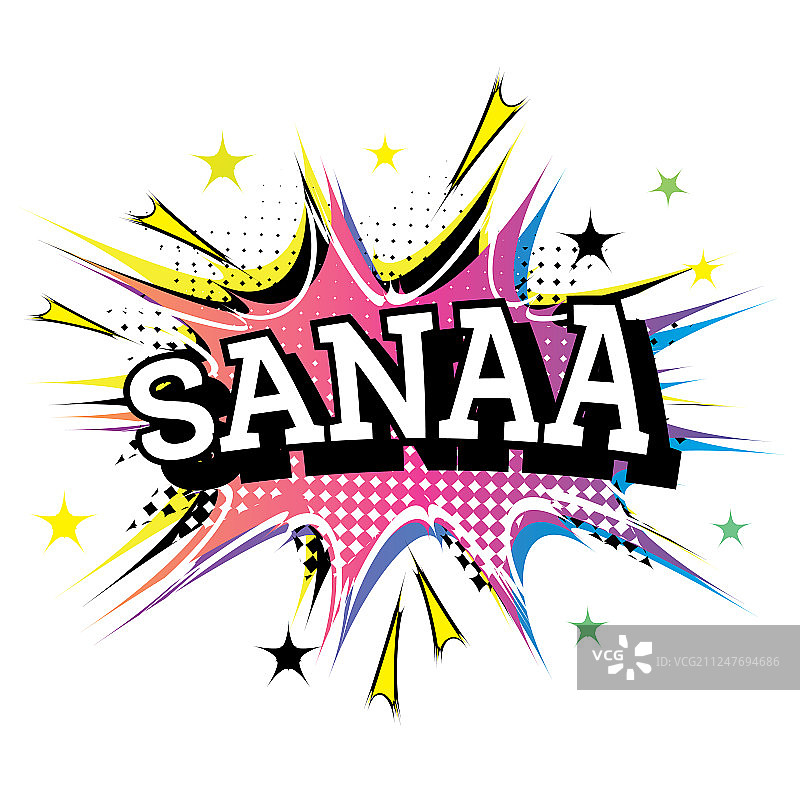 波普艺术风格的萨那漫画文字图片素材