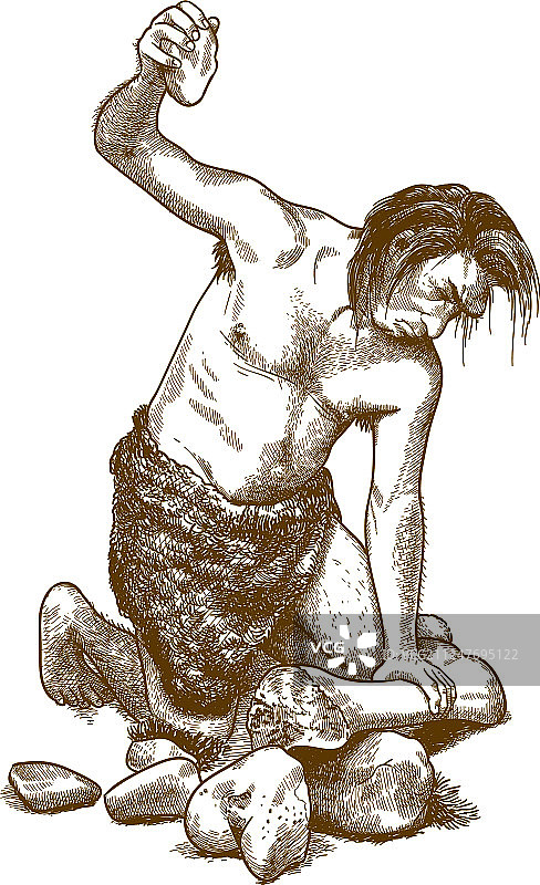 穴居人雕刻图片素材