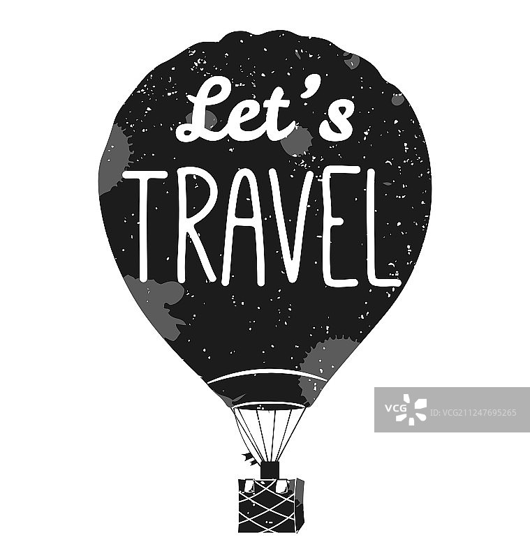 让我们去旅行，天空中孤立的热气球图片素材